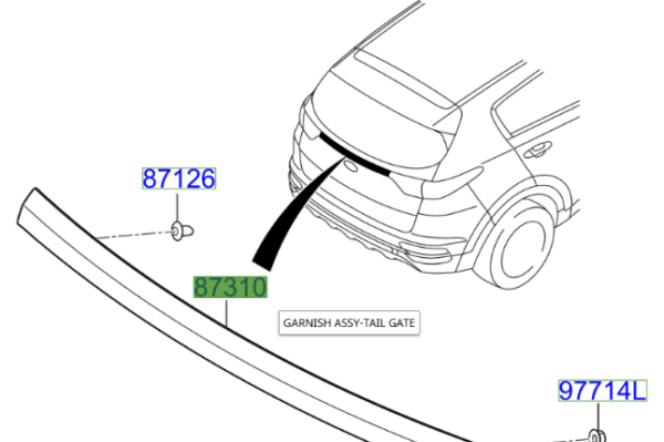 Kia Sportage (2018-2022) Tailgate Upper Trim