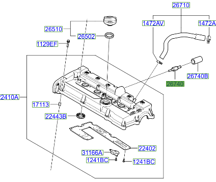 Kia Ceed 2006-2012 Positive Crankcase Ventilation (Pcv) Valve - 2674032804 - Kia Parts Direct