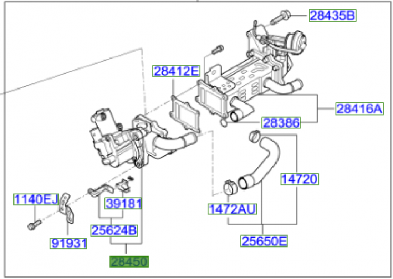 Sportage EGR Valve and Gasket 1.7 Diesel Engines 20102015 284102A850