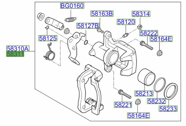 Kia Soul 2016-2018 Rear Brake Caliper