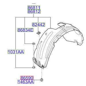 Kia Sorento 2014-2017 Front Wheel Arch Liner
