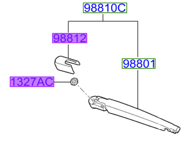 Kia Rio 2011-2017 Rear Wiper Arm Cap