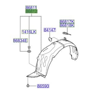 Kia Rio 2011-2014 Front Wheel Arch Liner