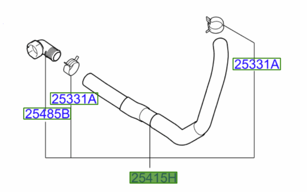 Kia Rio 2011-2014 1.1L Diesel Lower Radiator Hose