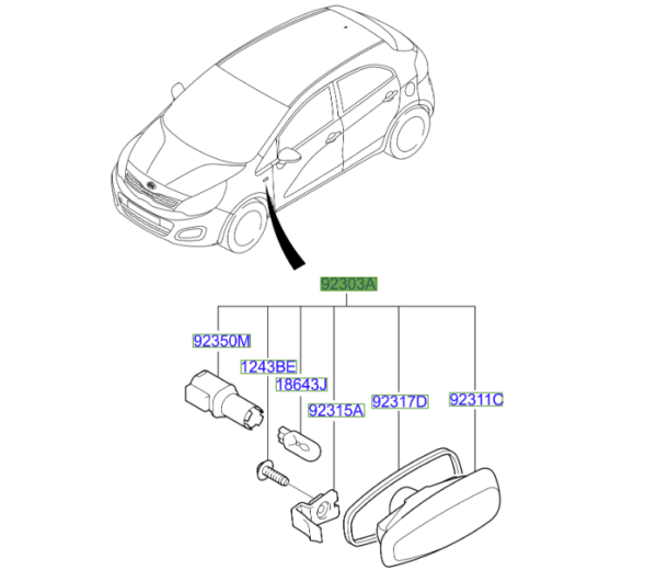 Kia Rio 2011-2014 Wing Indicator