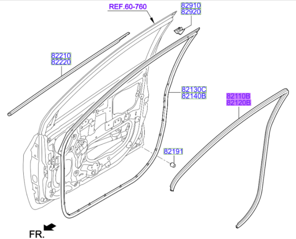 Kia Picanto 2015-2017 Front Drivers Door Body Seal