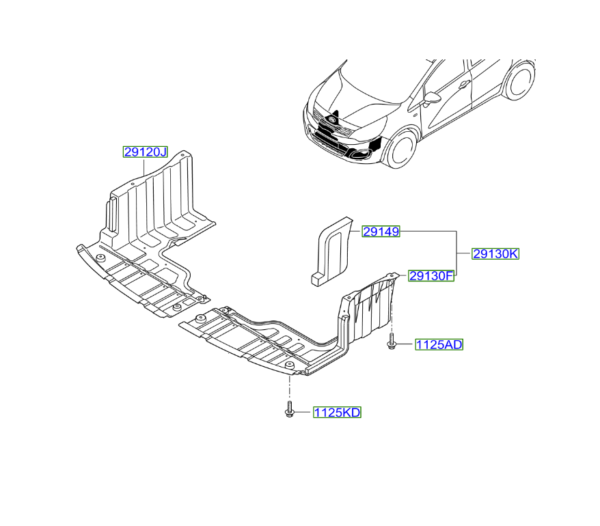 Kia Rio 2014-2017 Front Undertray including bolts